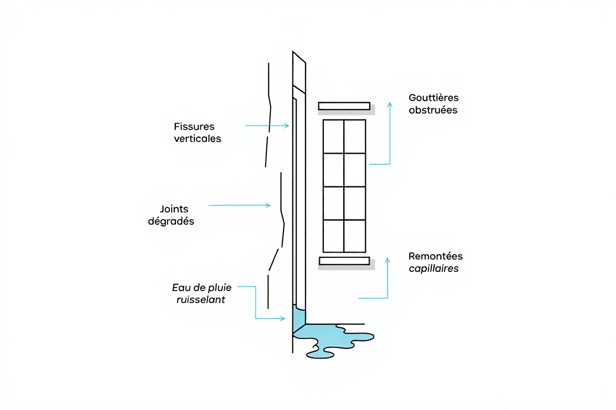 Causes d'infiltration en façade