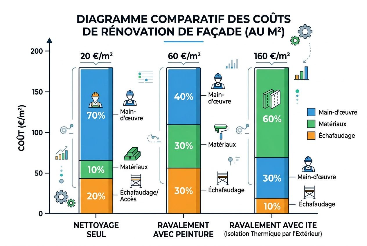 Comparaison des coûts de ravalement par type d'intervention