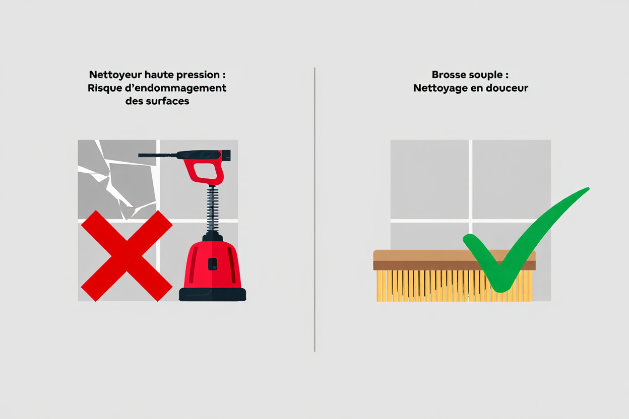 Comparaison nettoyage haute pression vs brosse souple