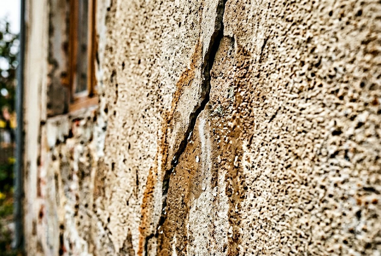 Fissure d'infiltration dans la façade